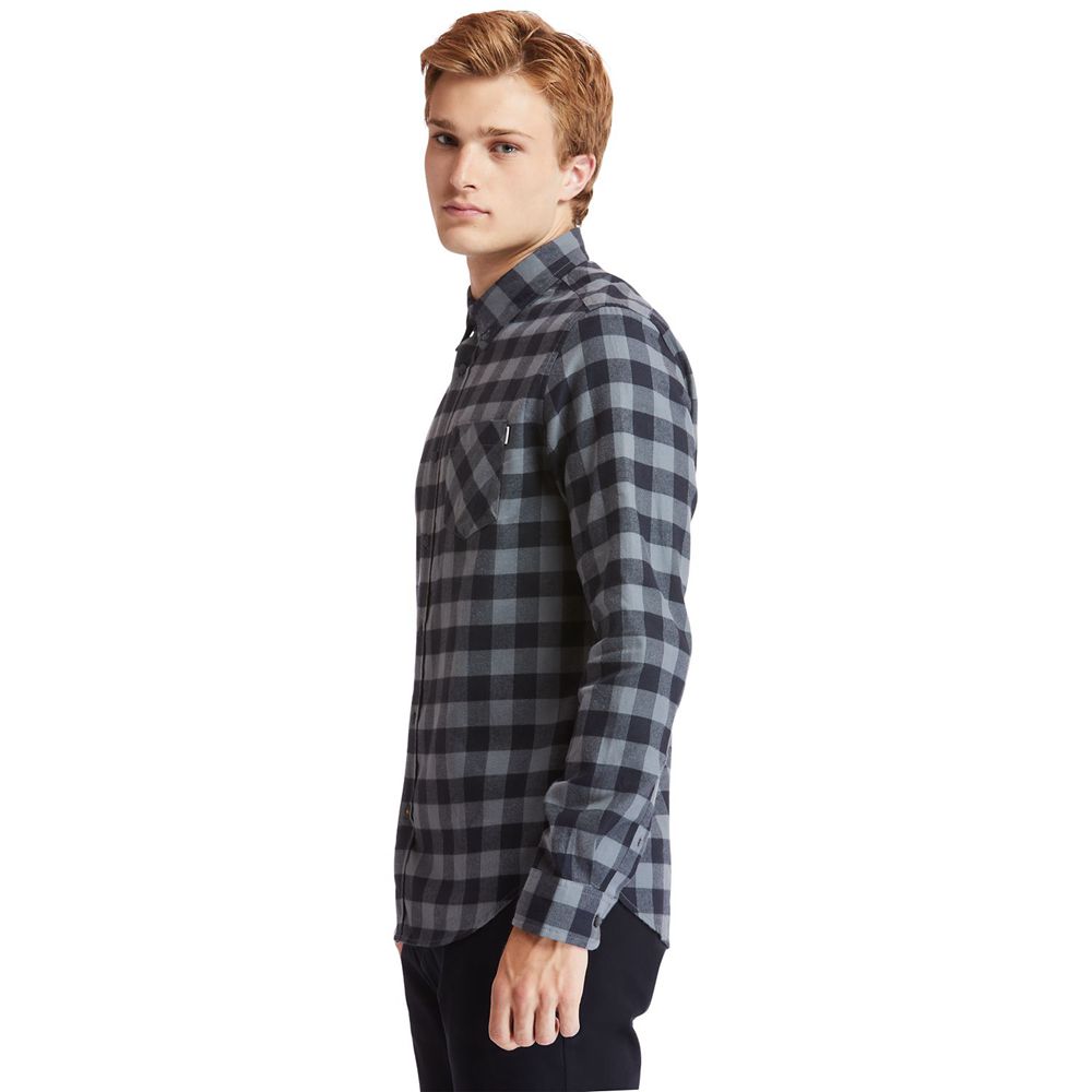 Timberland Πουκαμισα Ανδρικα Γκρι - Nashua River Long-Sleeve Flannel Check - Greece 6943825-EI